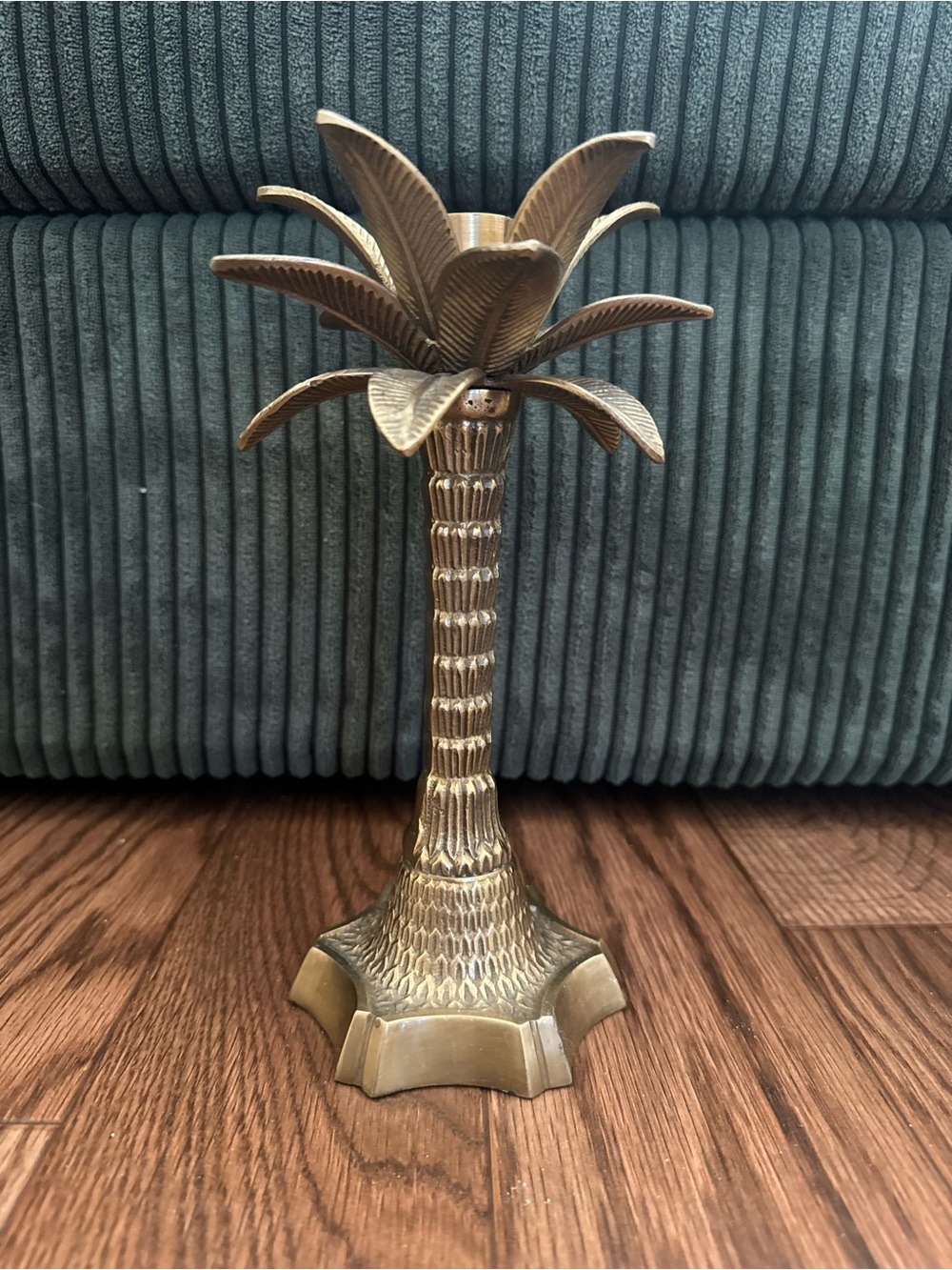 Brass Palm Tree Candle Holder - Gold Decorative Accent